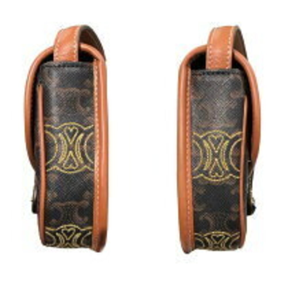 Celine Besas Triomphe Brown Canvas Shoulder Bag - Picture 3 of 7